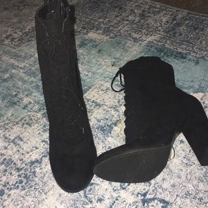Black lace up ankle boots